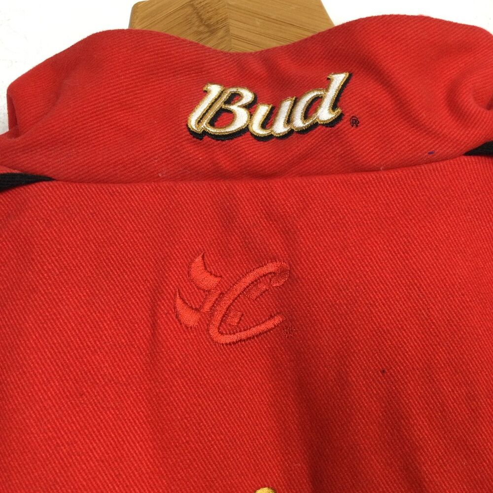 Chase Authentics Mens Budweiser Nascar Racing Jacket Embroidered Red Size XL - Picture 14 of 16